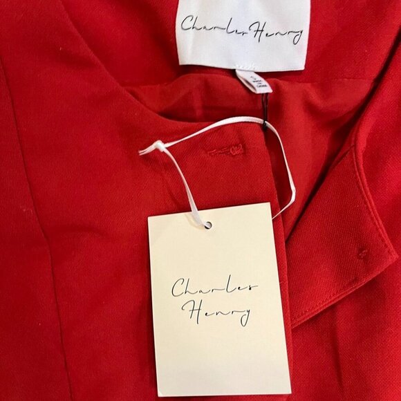 Charles Henry Red Button-Front Mini Dress – Size S MSRP: $99 - Picture 6 of 12